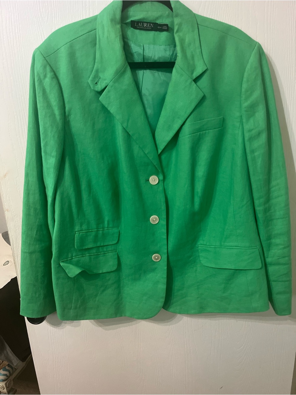 LAUREN Ralph Lauren Bright Green Women's Notch-Collar Blazer